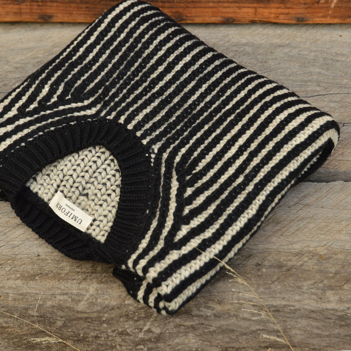 Women's Chunky Brioche Vest - 100% Highland Wool - Black/Ecru (S-L)