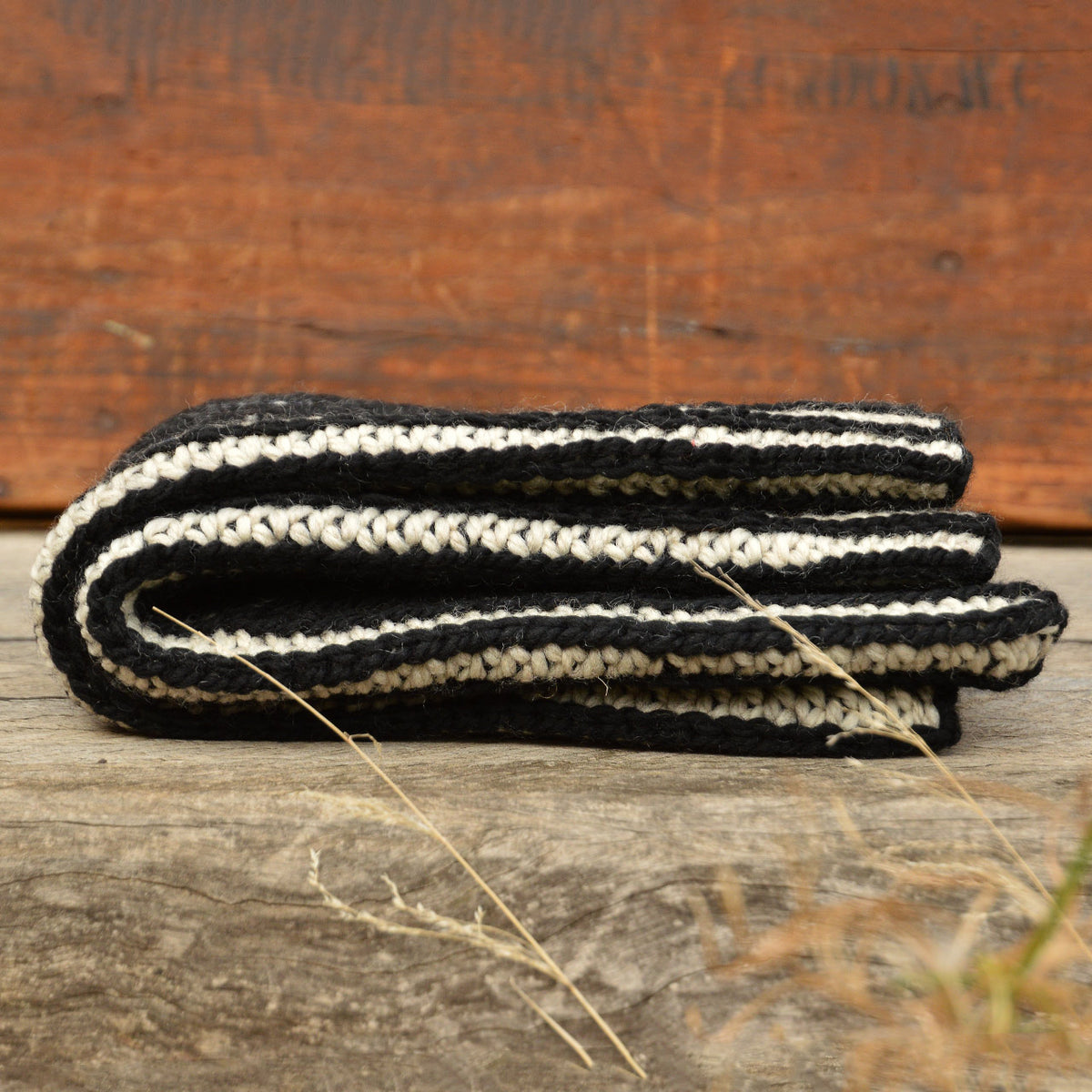 Brioche Legwarmers - 100% Chunky Highland Wool - Black/Ecru (Child-Adult)