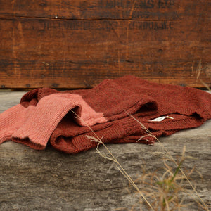 Women's Cable Colour Block Jumper - 100% Baby Alpaca - Rust Melange (S-M)