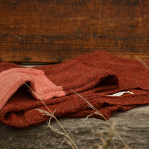 Women's Cable Colour Block Jumper - 100% Baby Alpaca - Rust Melange (S-M)