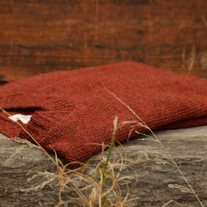 Women's Cable Colour Block Jumper - 100% Baby Alpaca - Rust Melange (S-M)