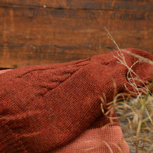 Women's Cable Colour Block Jumper - 100% Baby Alpaca - Rust Melange (S-M)