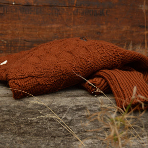 Women's Gansey Cardi - 100% Chunky Highland Wool - Gingerbread (S-L)
