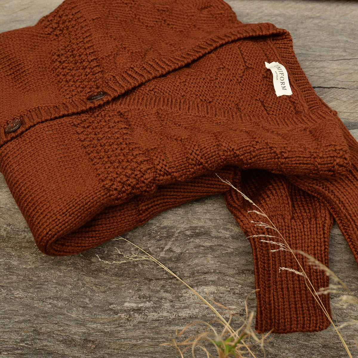 Women's Gansey Cardi - 100% Chunky Highland Wool - Gingerbread (S-L)