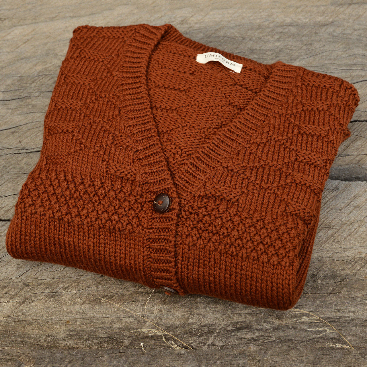 Women's Gansey Cardi - 100% Chunky Highland Wool - Gingerbread (S-L)