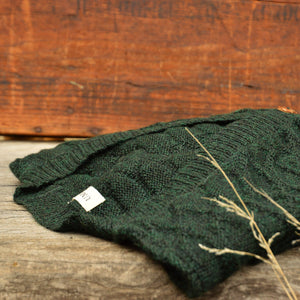 Women's Gansey Cardi - 100% Baby Alpaca - Forest Green Melange (S-L)