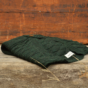 Women's Gansey Cardi - 100% Baby Alpaca - Forest Green Melange (S-L)