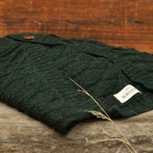 Women's Gansey Cardi - 100% Baby Alpaca - Forest Green Melange (S-L)