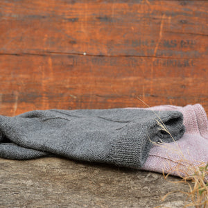 Women's Colourblock Panel Skirt - 100% Baby Alpaca - Grey/Lavender (S-L)