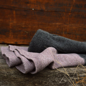 Women's Colourblock Panel Skirt - 100% Baby Alpaca - Grey/Lavender (S-L)