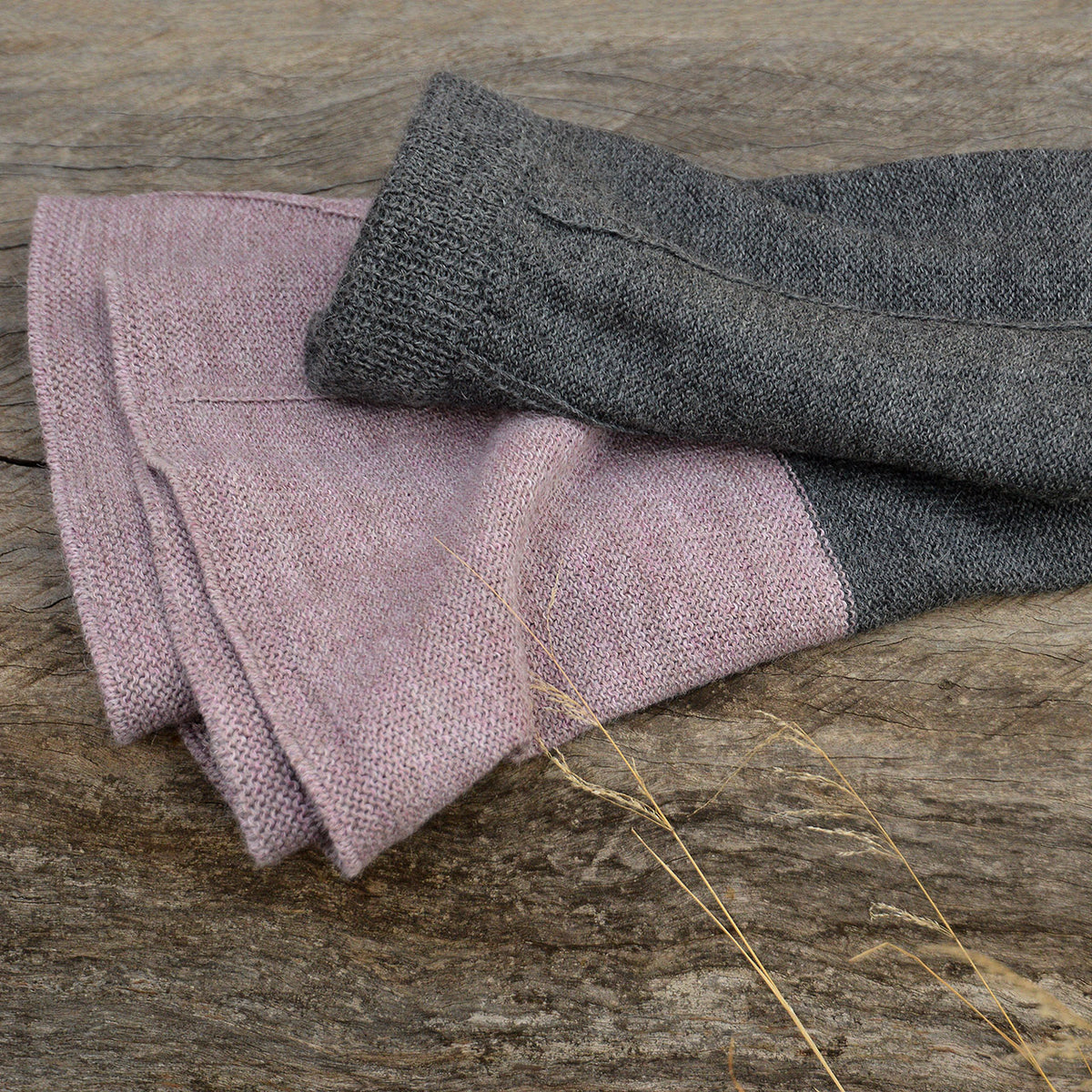 Women's Colourblock Panel Skirt - 100% Baby Alpaca - Grey/Lavender (S-L)