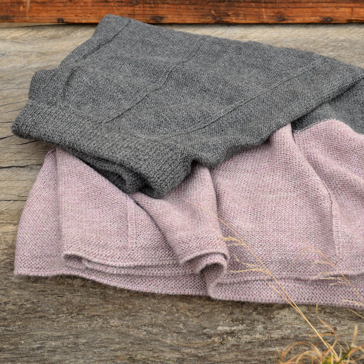 Women's Colourblock Panel Skirt - 100% Baby Alpaca - Grey/Lavender (S-L)