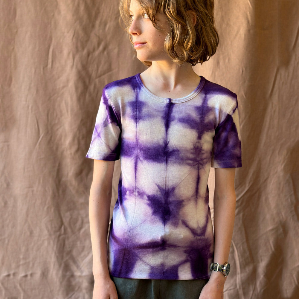 Child's Plant Dyed T-Shirt in 100% Organic Merino - Elderberry (13-15y+) *Last One!