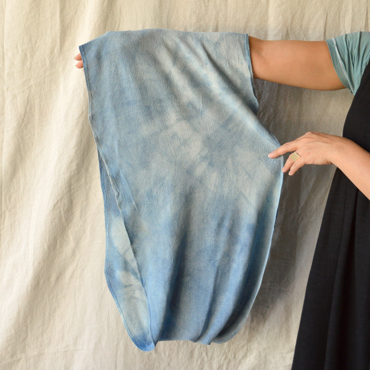 Organic Indigo Hand Dyed Silk Noil Loop Scarves
