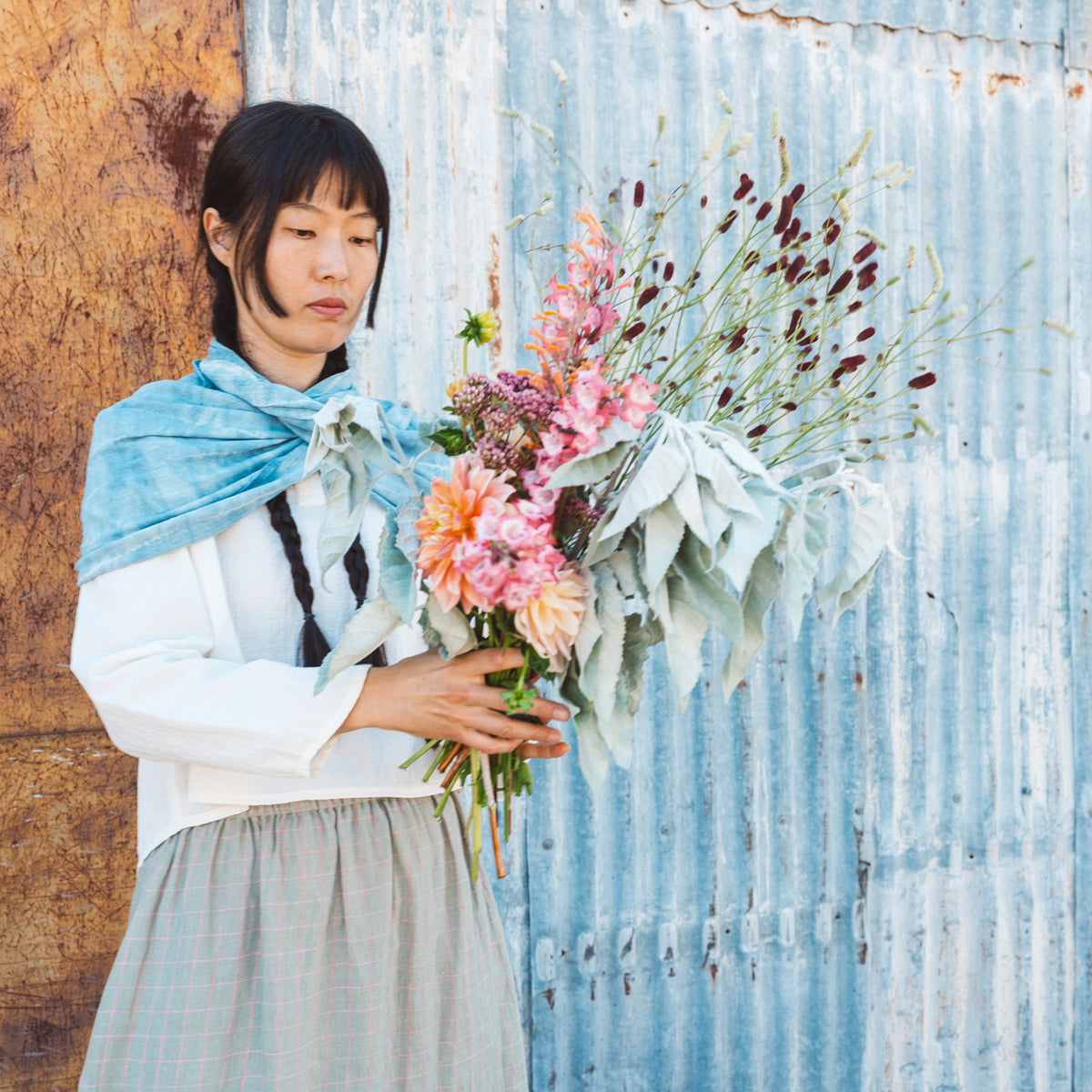 Organic Indigo Hand Dyed Silk Noil Loop Scarves