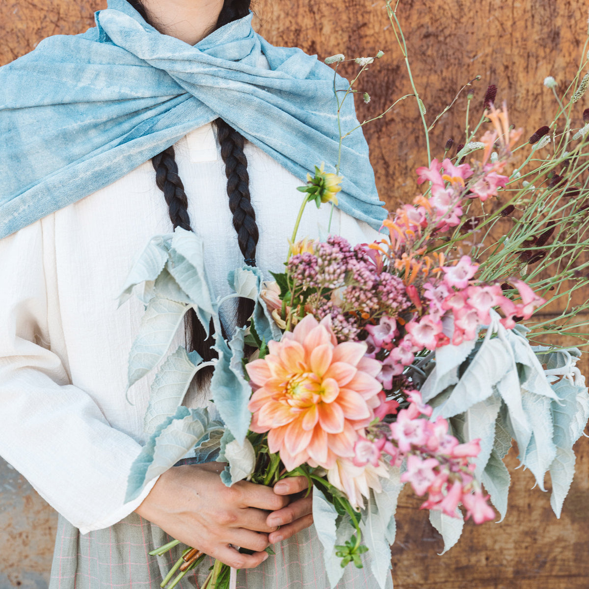 Organic Indigo Hand Dyed Silk Noil Loop Scarves