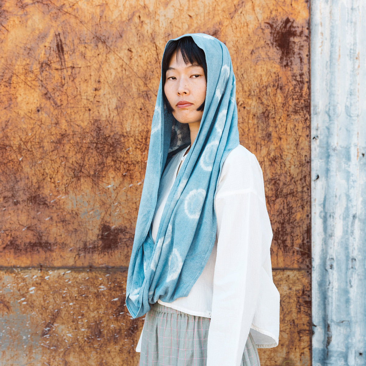 Organic Indigo Hand Dyed Silk Noil Loop Scarves