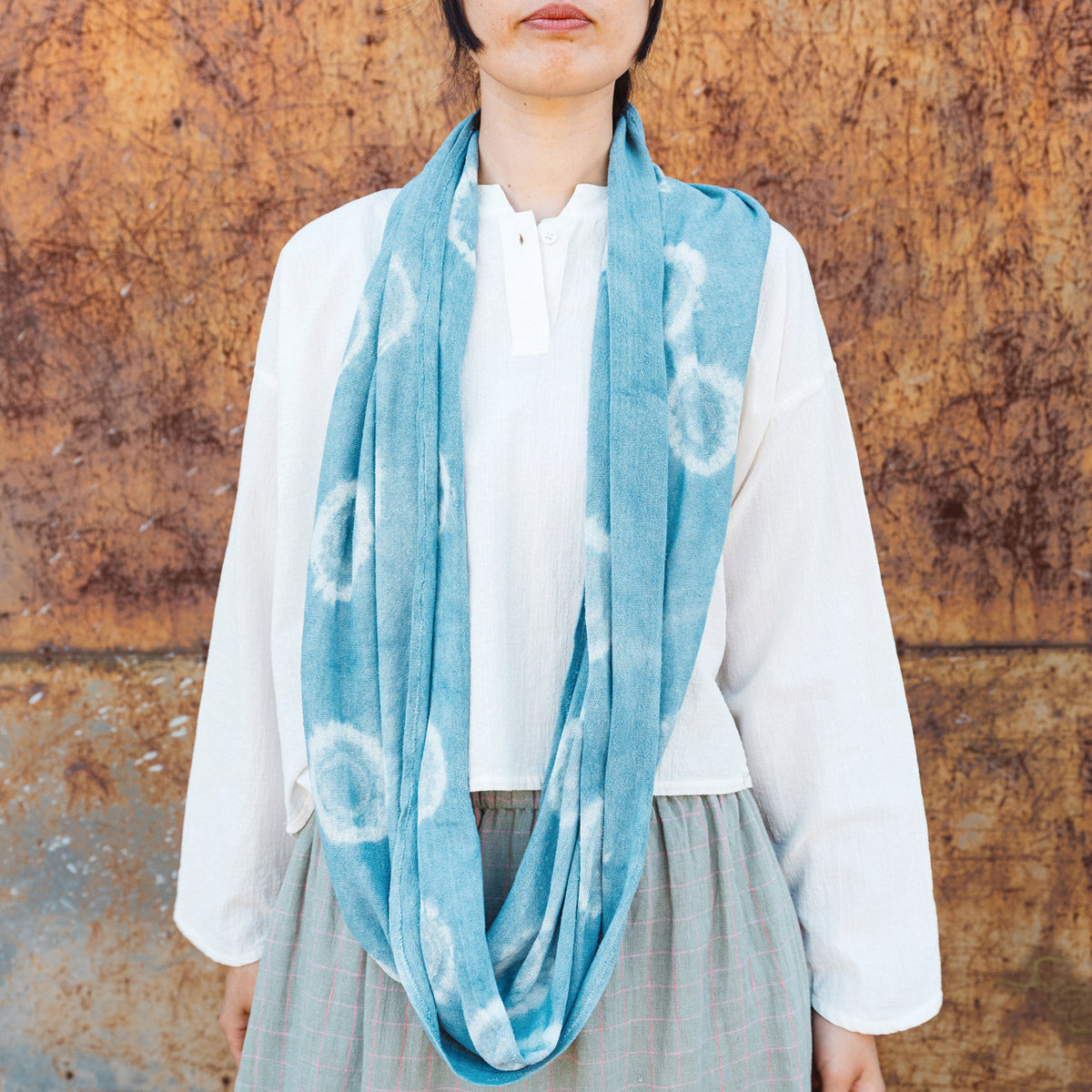 Organic Indigo Hand Dyed Silk Noil Loop Scarves