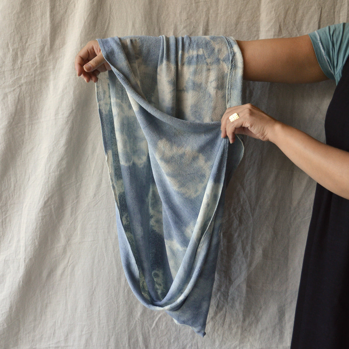 Organic Indigo Hand Dyed Silk Noil Loop Scarves