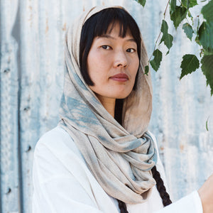 Organic Indigo & Cutch Hand Dyed Silk Noil Loop Scarves
