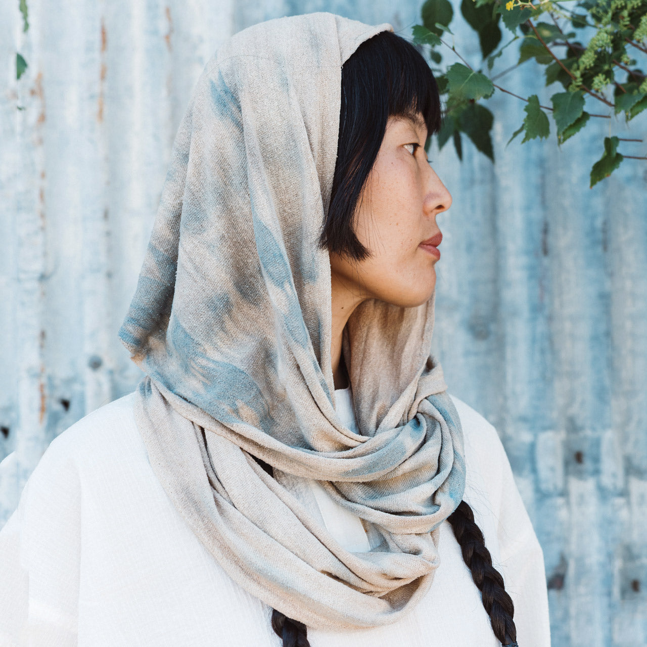 Organic Indigo & Cutch Hand Dyed Silk Noil Loop Scarves