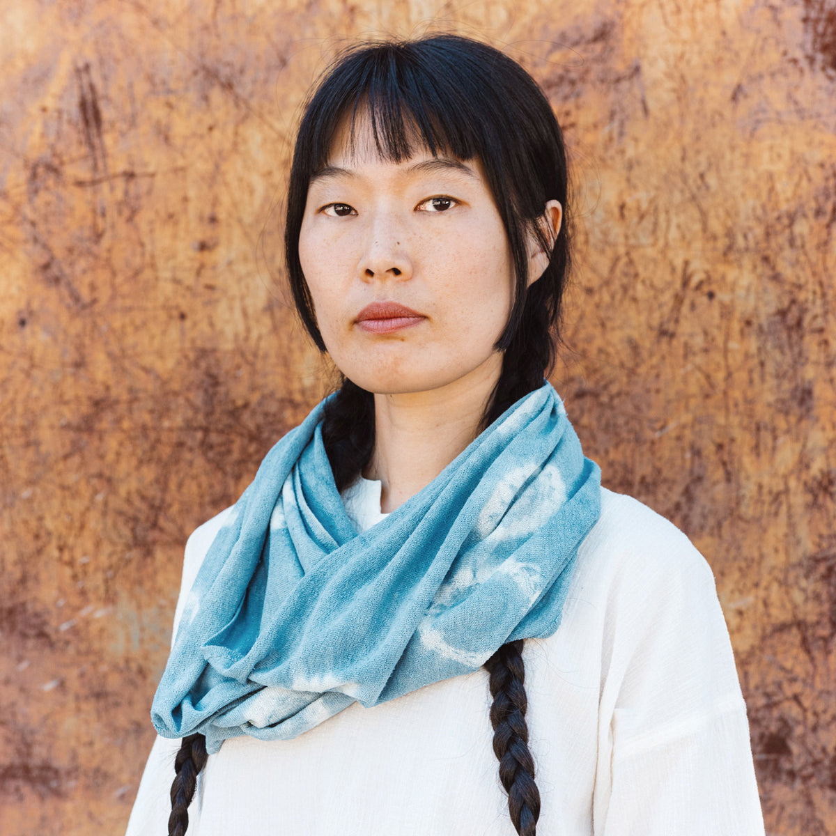 Organic Indigo Hand Dyed Silk Noil Loop Scarves