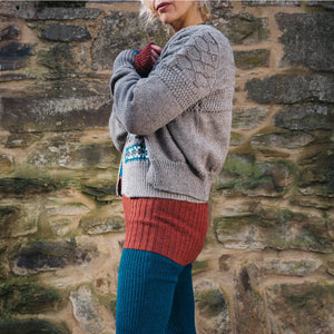 Nami Gansey Cardi - 100% Chunky Highland Wool - Light Brown
