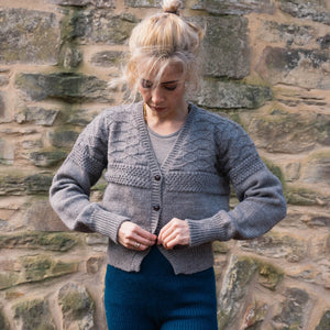 Nami Gansey Cardi - 100% Chunky Highland Wool - Light Brown
