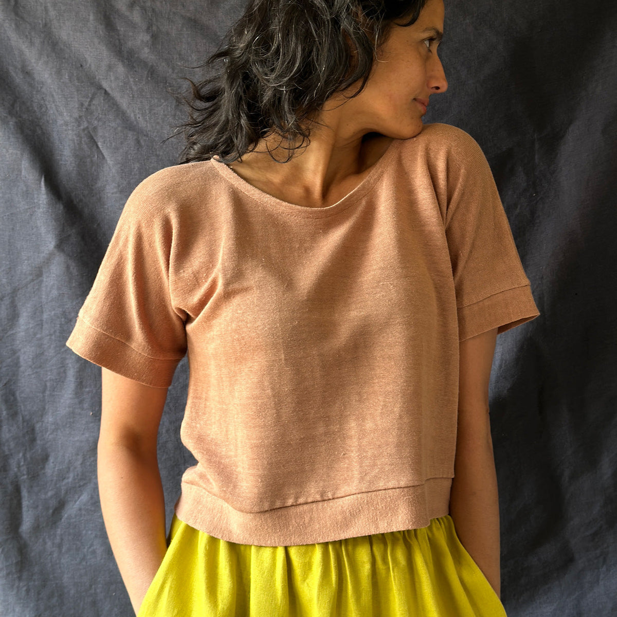 Women's Hemp Pieces Tee - 100% Hemp - Brown Rose (M-L) *Last ones