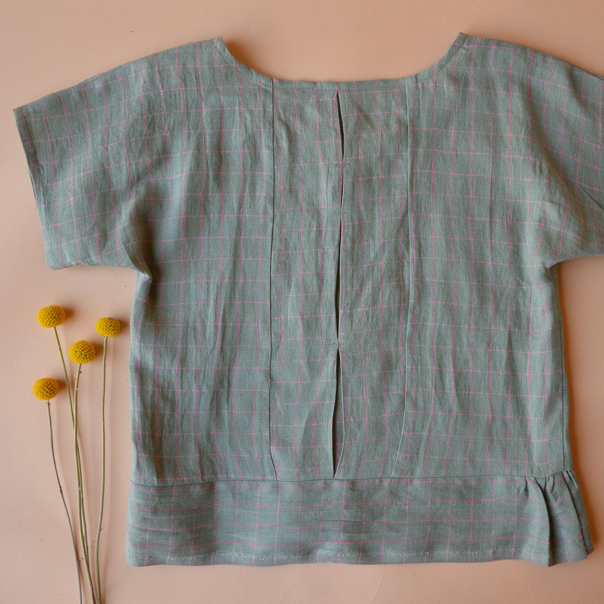 Pieces Top - 100% Linen - Sage Pink Check (S-L) *Last ones