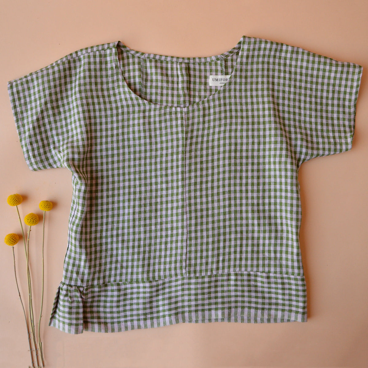 Pieces Top - 100% European Linen - Garden Gingham (M-L) *Last ones