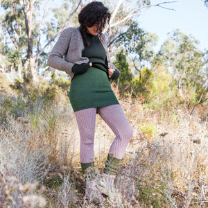 Women's Cable Colour Block Jumper - 100% Baby Alpaca - AW25 Rust Melange (S-M) *Returning Soon
