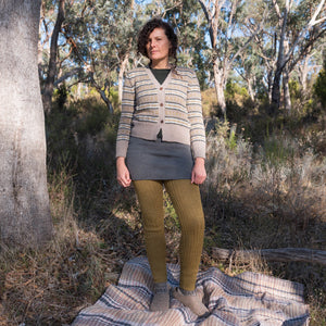 Women's Fairisle Vintage Cardi in Baby Alpaca - Light Brown (AW23)