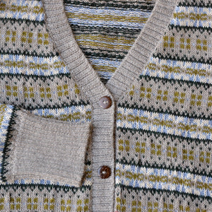 Women's Fairisle Vintage Cardi in Baby Alpaca - Light Brown (AW23)
