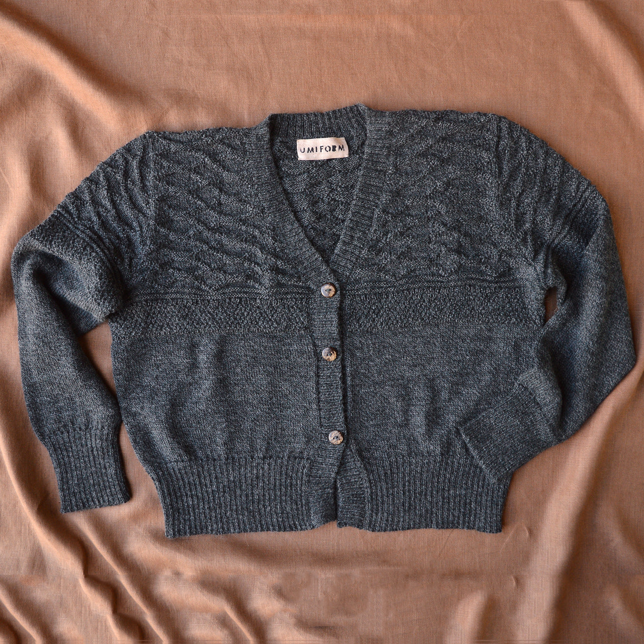 Women's Gansey Cardi in Baby Alpaca - Salt & Pepper