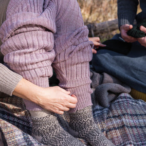 Women's Baby Alpaca High Waisted Knitted Rib Leggings - Lavender (AW23)
