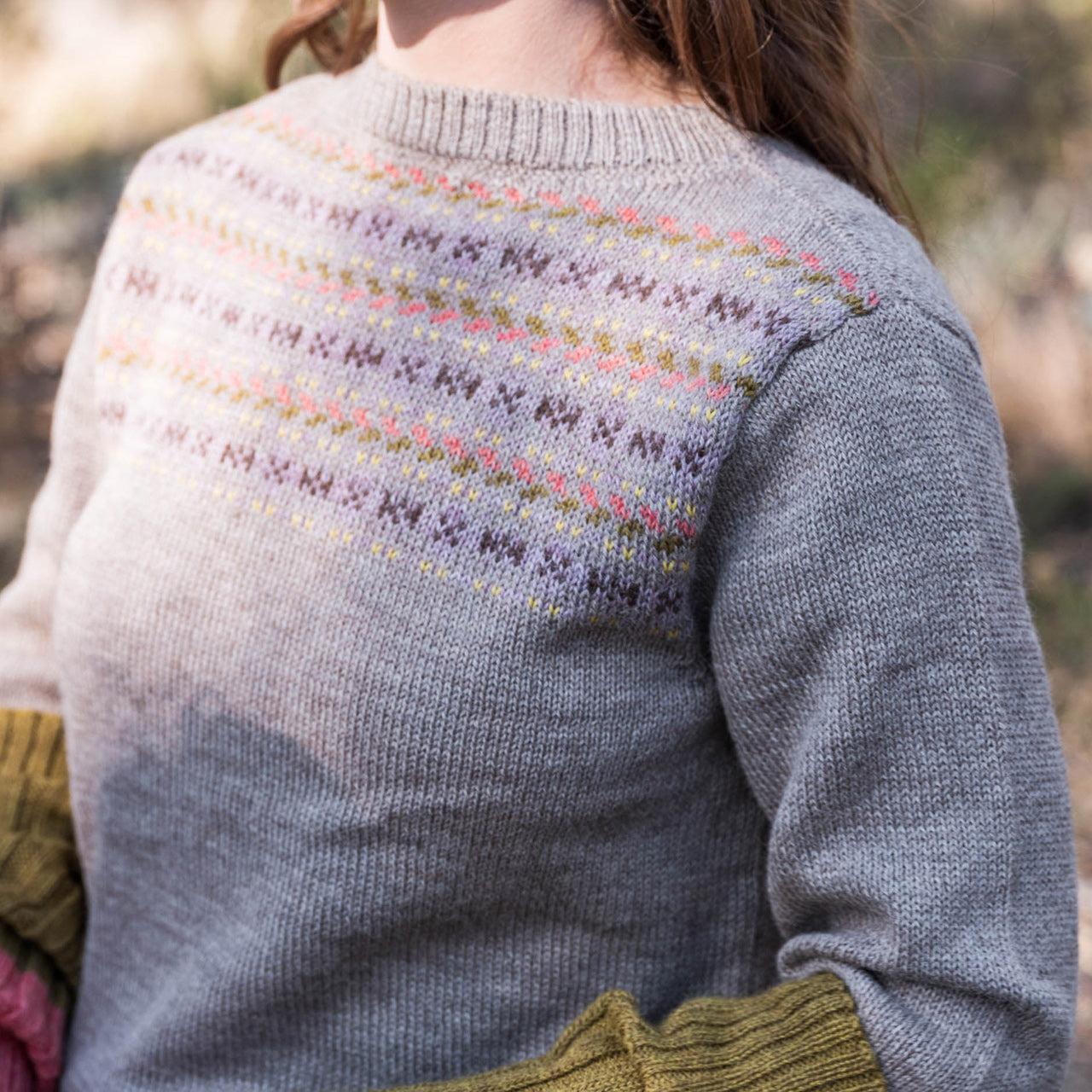 Women's Fairisle Vintage Yoke Sweater - 100% Baby Alpaca - Lavender (S-L)
