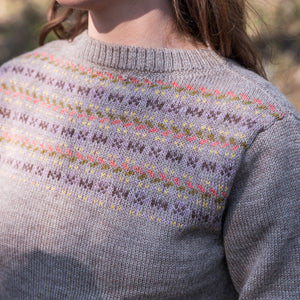 Women's Fairisle Vintage Yoke Sweater - 100% Baby Alpaca - Lavender (S-L)