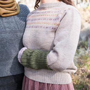 Women's Fairisle Vintage Yoke Sweater - 100% Baby Alpaca - Lavender (S-L)