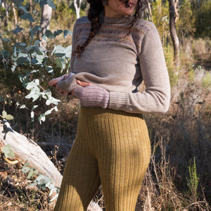 Women's Fairisle Vintage Yoke Sweater - 100% Baby Alpaca - Lavender (S-L)