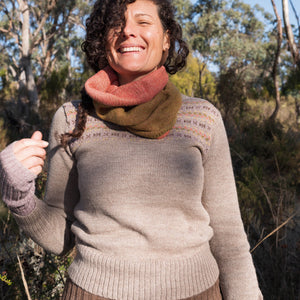 Women's Fairisle Vintage Yoke Sweater - 100% Baby Alpaca - Lavender (S-L)