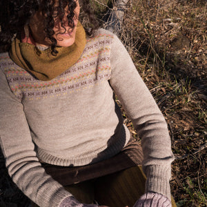Women's Fairisle Vintage Yoke Sweater - 100% Baby Alpaca - Lavender (S-L)