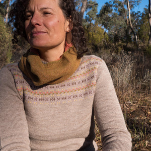 Women's Fairisle Vintage Yoke Sweater - 100% Baby Alpaca - Lavender (S-L)