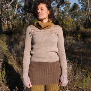 Women's Fairisle Vintage Yoke Sweater - 100% Baby Alpaca - Lavender (S-L)