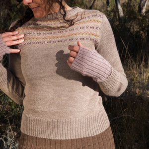 Women's Fairisle Vintage Yoke Sweater - 100% Baby Alpaca - Lavender (S-L)