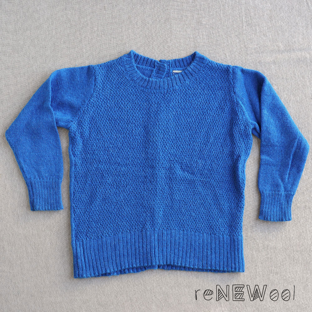 Moss Stitch Jumper - Alpaca/Merino - Cobalt (3-5y)*PRE-LOVED
