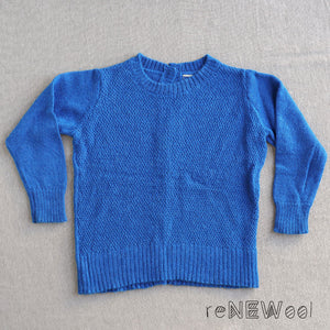 Moss Stitch Jumper - Alpaca/Merino - Cobalt (3-5y)*PRE-LOVED