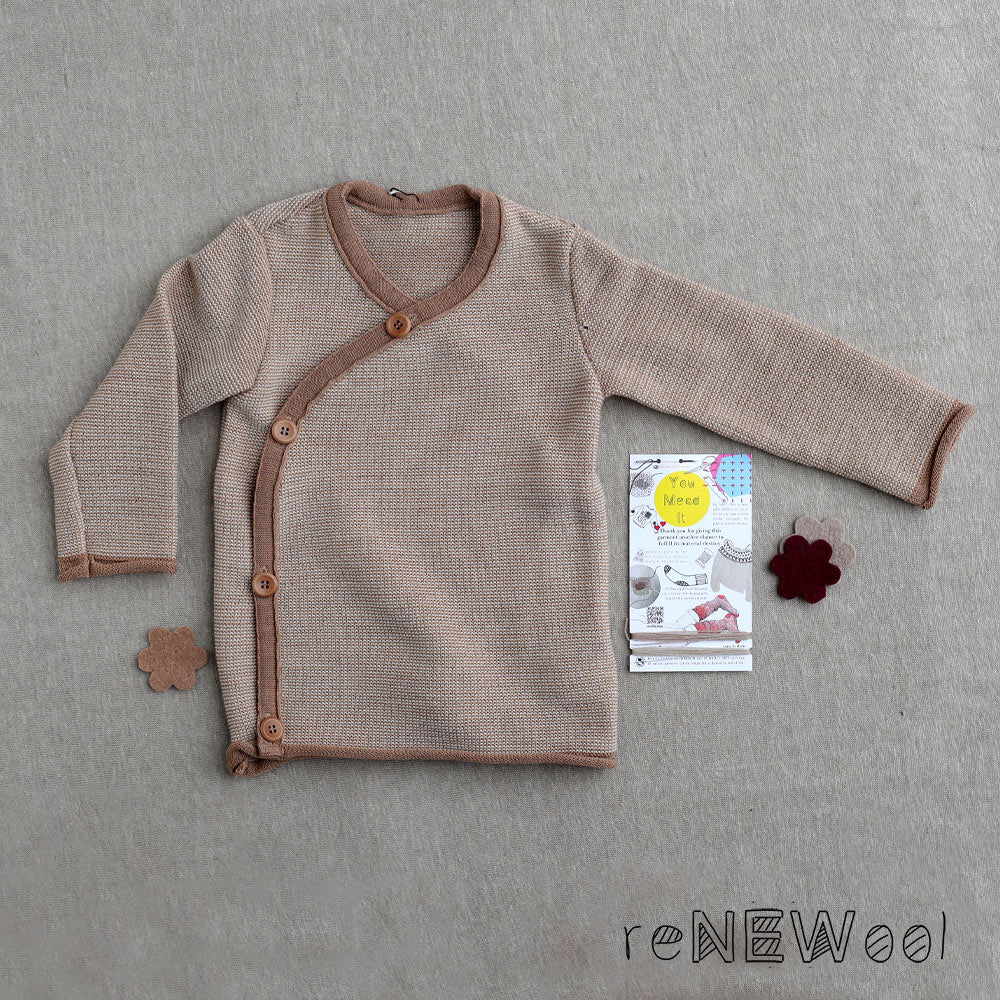 Organic Merino Baby Jacket (12-24m) - Caramel/Natural *SECONDS/YOU MEND IT!