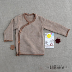 Organic Merino Baby Jacket (12-24m) - Caramel/Natural *SECONDS/YOU MEND IT!