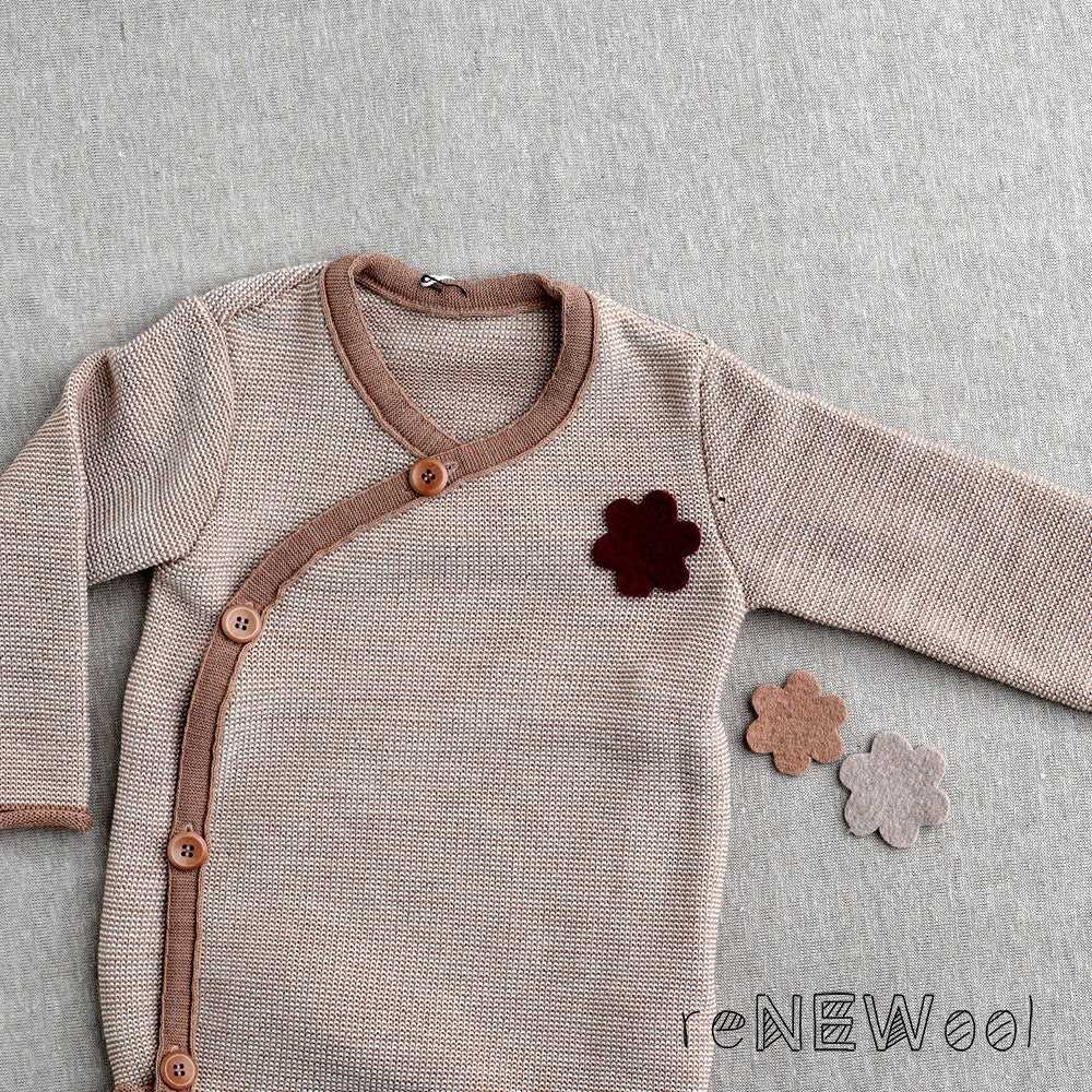 Organic Merino Baby Jacket (12-24m) - Caramel/Natural *SECONDS/YOU MEND IT!